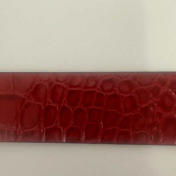 Valentino by Mario Valentino Red Textured Leather Belt Size Medium - Picture 5 of 7